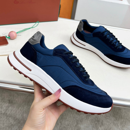 Loro Piana Mens Shoes Sneakers Casual Design Luxury Brand Tennis Walk Sneaker Suede Calf Split with Original Box whatsapp 【+1-3239614486】