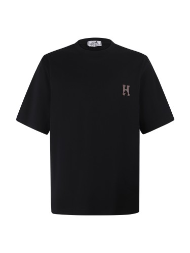 Hermes Luxury Brand Women Mens Short Sleeve T-Shirt  H'Cheval  t-shirt with leather detail Whatsapp 【+1-3239614486】