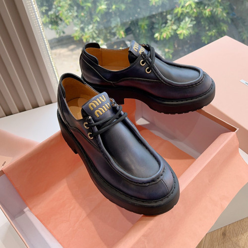 MiuMiu Womens Shoes Casual Loafers Luxury Brand boyfriend lu platform derby with Original Box Whatsapp 【+1-3239614486】