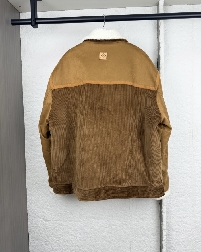 Louis Vuitton Men Jackets Coat Luxury Brand Mens Jacket Corduroy And Shearling Mix Trucker 1AJBR0 Top Quality Whatsapp【+1-3239614486】