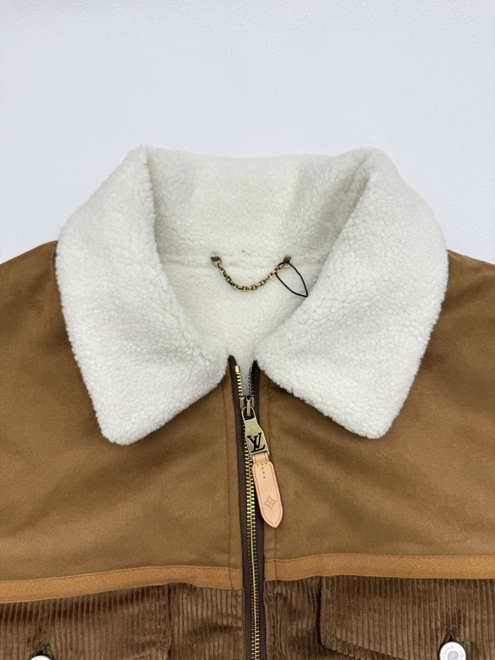 Louis Vuitton Men Jackets Coat Luxury Brand Mens Jacket Corduroy And Shearling Mix Trucker 1AJBR0 Top Quality Whatsapp【+1-3239614486】