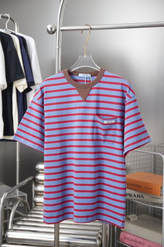 Prada Luxury Brand Men Womens Short Sleeve T-Shirt Oversized striped jersey T-shirt 3575B_18V8_F04Y5_S_OOO Whatsapp 【+1-3239614486】