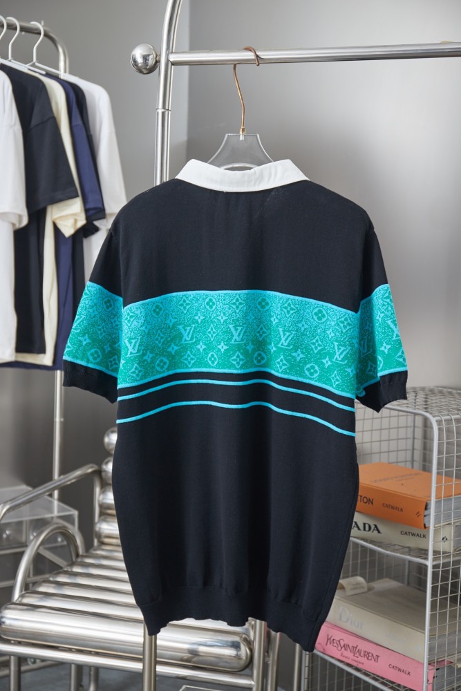 Louis Vuitton Luxury Brand Men Womens Short Sleeve T-Shirt Iridescent Jacquard Short-Sleeved Polo 1AGTM2 Whatsapp 【+1-3239614486】