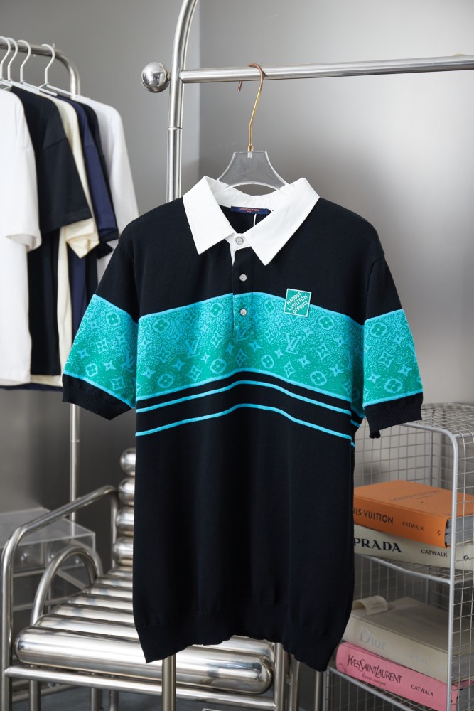 Louis Vuitton Luxury Brand Men Womens Short Sleeve T-Shirt Iridescent Jacquard Short-Sleeved Polo 1AGTM2 Whatsapp 【+1-3239614486】