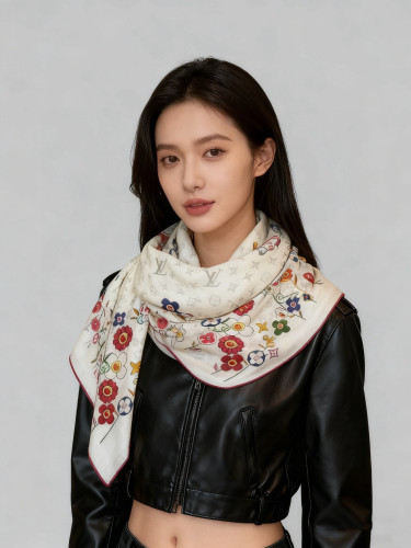 Louis Vuitton Scarves Womens Fashion Scarf LV x TM SUPERFLAT FLOWERS with Original Box Whatsapp【+1-3239614486】