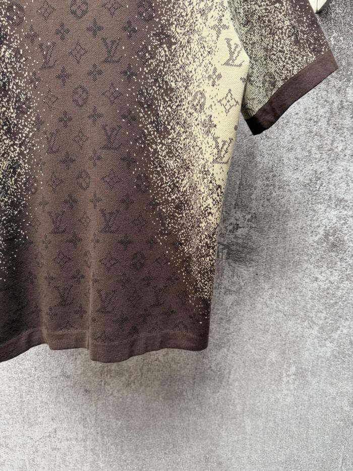 Louis Vuitton Luxury Brand Men Womens Short Sleeve T-Shirt Monogram Jacquard Short-Sleeved Crewneck Whatsapp 【+1-3239614486】