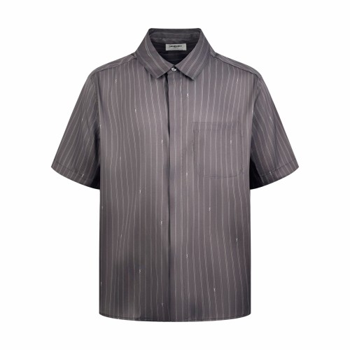 Saint Laurent YSL Luxury Brand Men Short Sleeve Shirts Mens SHIRT IN CASSANDRE STRIPE SILK CREPE DE CHINE 832989Y1L081566 Top Quality Whatsapp 【+1-3239614486】