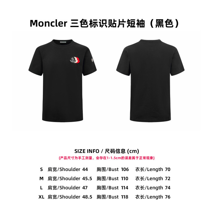 Moncler Luxury Brand Men Womens Short Sleeve T-Shirt Embroidered Tricolor Logo Cotton T-Shirt Whatsapp 【+1-3239614486】