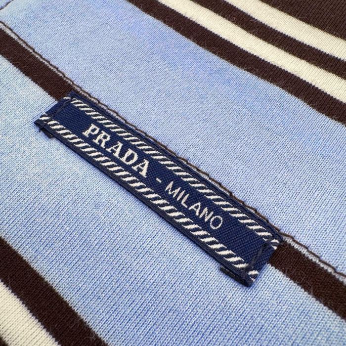 Prada Luxury Brand Womens Short Sleeve T-Shirt Oversized striped jersey T-shirt Whatsapp 【+1-3239614486】