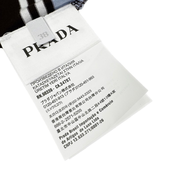 Prada Luxury Brand Womens Short Sleeve T-Shirt Oversized striped jersey T-shirt Whatsapp 【+1-3239614486】