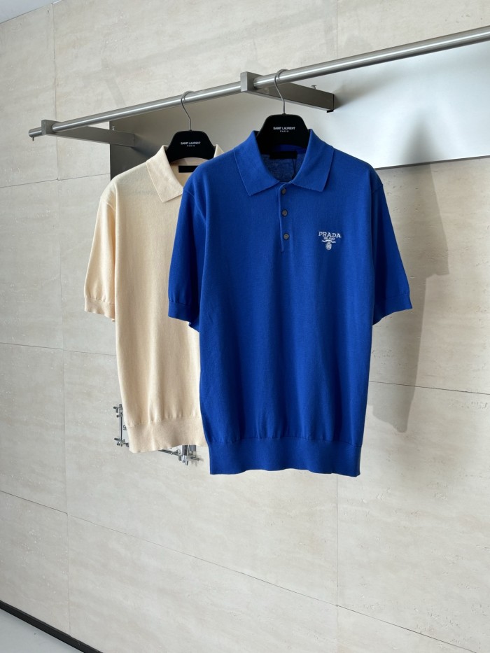 Prada Luxury Brand Men Womens Short Sleeve T-Shirt Knit Polo Shirt Whatsapp 【+1-3239614486】