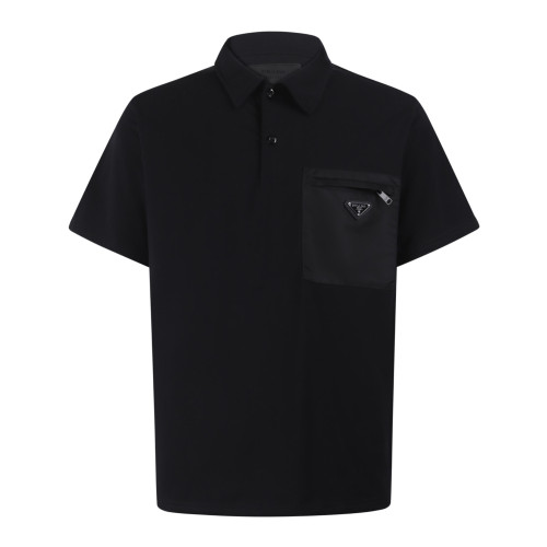 Prada Luxury Brand Men Womens Short Sleeve T-Shirt Stretch cotton polo shirt with Re-Nylon details UJN703_1YED_F0806_S_211 Whatsapp 【+1-3239614486】