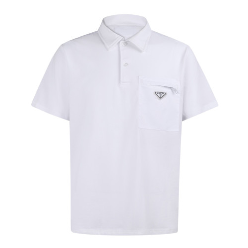 Prada Luxury Brand Men Womens Short Sleeve T-Shirt Stretch cotton polo shirt with Re-Nylon details UJN703_1YED_F0806_S_211 Whatsapp 【+1-3239614486】