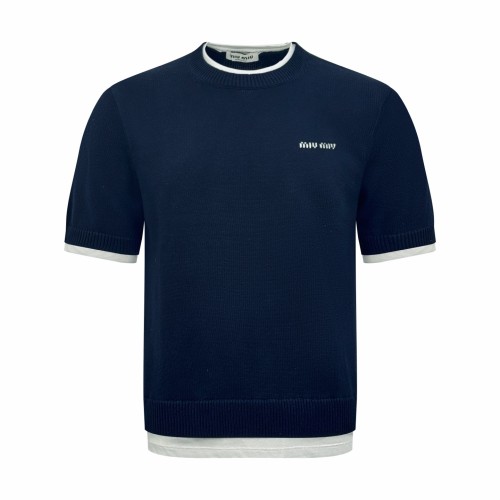 Miumiu Luxury Brand Men Womens Short Sleeve T-Shirt Cashmere crew-neck sweater Quality Whatsapp 【+1-3239614486】