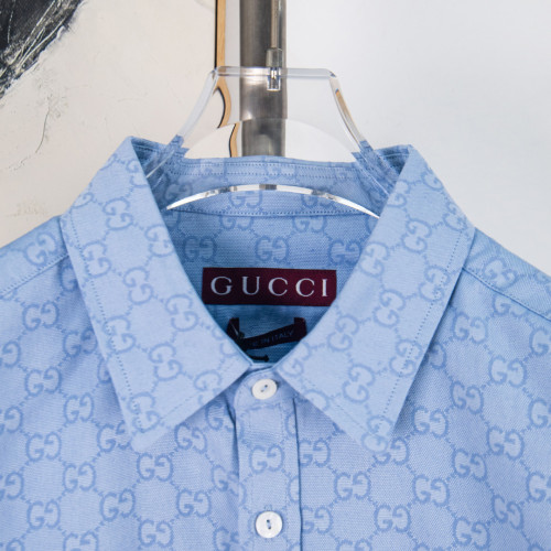 Gucci Women Mens Long Sleeve Shirts Luxury Brand Mens GG Oxford cotton shirt with embroidery 52895 ZAM9M 4910 Top Quality Whatsapp 【+1-3239614486】