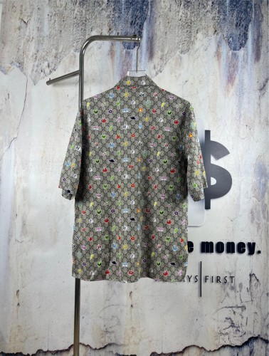 Gucci Women Mens Short Sleeve Shirts Luxury Brand Mens GG cotton shirt Top Quality Whatsapp 【+1-3239614486】