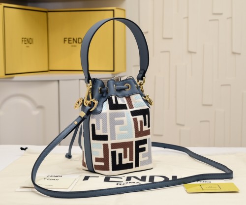 Fendi Womens Bag Shoulder Bags Luxury Brand Mon Tresor Canvas mini-bag with multicolour FF embroidery with Original Box WhatsApp +1-3239614486