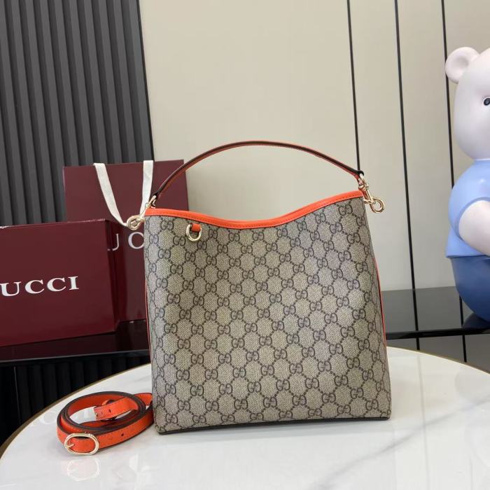 Gucci Womens Bags Shoulder Bag Luxury Brand Ophidia GG Emblem medium bucket bag 815103 FAD6L 9758 whatsapp 【+1-3239614486】