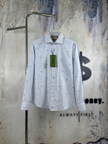 Gucci Women Mens Long Sleeve Shirts Luxury Brand Mens GG cotton shirt Top Quality Whatsapp 【+1-3239614486】