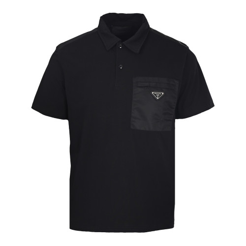 Prada Luxury Brand Men Womens Short Sleeve T-Shirt Stretch cotton polo shirt with Re-Nylon details UJN703_1YED_F0806_S_211 Whatsapp 【+1-3239614486】