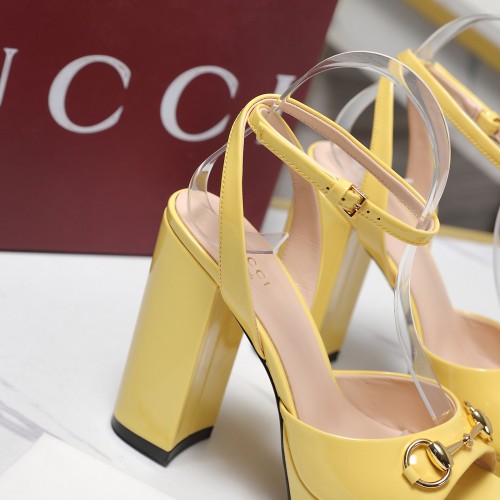 Gucci Womens Shoes Pumps Heels 10cm and 2cm Platform Luxury Brand Gucci Leather Platform Block Heel Ankle Strap Sandals with Original Box whatsapp【+1-3239614486】