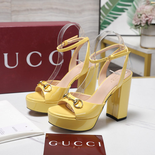 Gucci Womens Shoes Pumps Heels 10cm and 2cm Platform Luxury Brand Gucci Leather Platform Block Heel Ankle Strap Sandals with Original Box whatsapp【+1-3239614486】