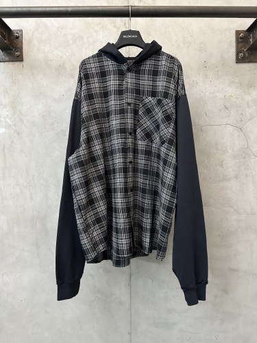 Balenciaga Womens Mens Long Sleeve Hoodie Sweatshirt HOODED HYBRID SHIRT Luxury Brand Whatsapp【+1-3239614486】