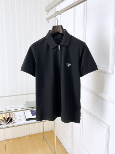 Prada Luxury Brand Men Womens Short Sleeve T-Shirt Zip Polo Shirt with Original Box Whatsapp 【+1-3239614486】