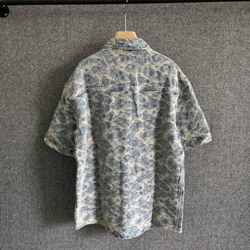 Louis Vuitton Women Mens Shirts Luxury Brand Mens Denim Short-Sleeved Shirt Top Quality Whatsapp 【+1-3239614486】