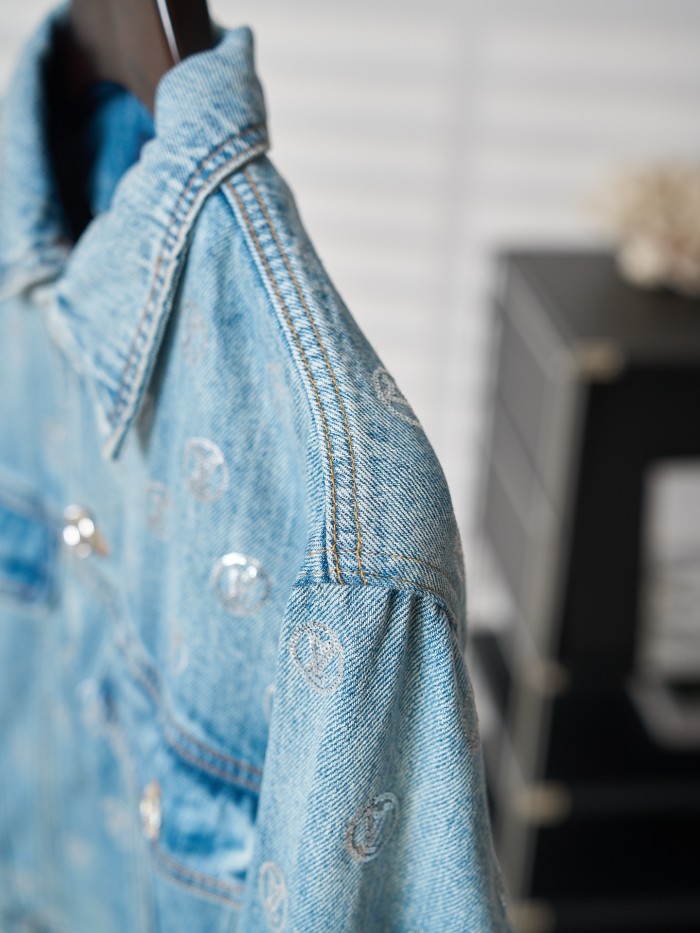 Louis Vuitton Womens Jacket Coat Luxury Brand Women Sequin Signature Denim Jacket 1AIQYL Top Quality Whatsapp【+1-3239614486】