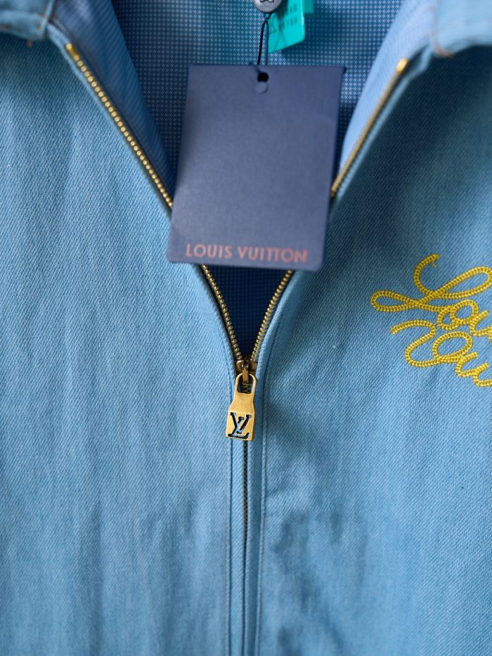Louis Vuitton Men Womens Jacket Coat Luxury Brand Mens Embroidered Signature Denim Workwear Top Quality Whatsapp【+1-3239614486】