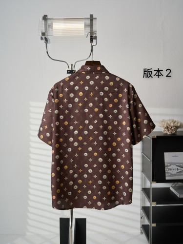 Louis Vuitton Luxury Brand Women Mens Shirts Monogram Printed Short-Sleeved Silk Shirt Top Quality Whatsapp 【+1-3239614486】