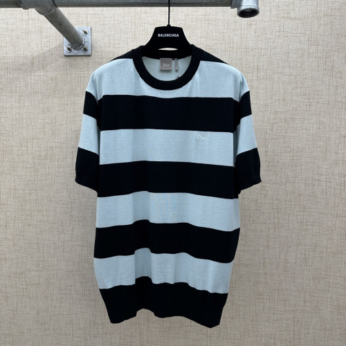 Dior Luxury Brand Women Mens Short Sleeve T-Shirt Black Striped Cotton Knit 693M602A7033_C980 with Original Box Whatsapp 【+1-3239614486】
