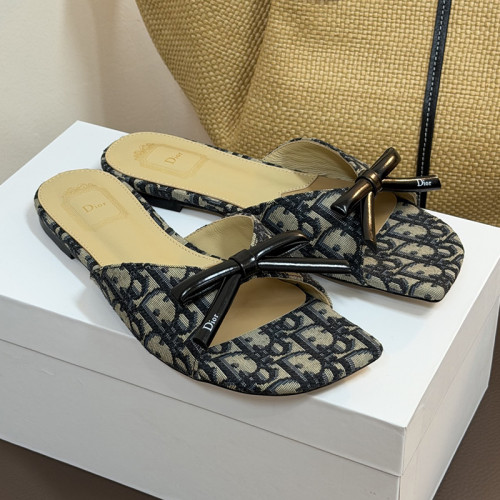 Dior Women Shoes Slippers Casual Luxury Brand Dior Bow Slide Lambskin with Original Box whatsapp +1-3239614486