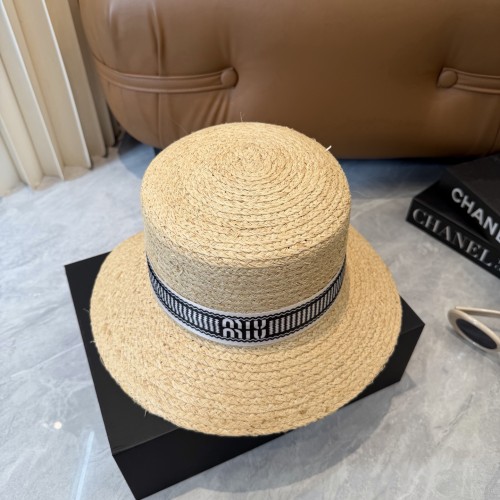 Miumiu Womens Raffia Straw Hat Luxury Brand Miumiu Sun Hat with Original Box Whatsapp 【+1-3239614486】