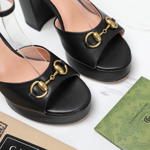 Gucci Womens Shoes Pumps Heels 10cm and 2cm Platform Luxury Brand Gucci Women's Horsebit platform sandal with Original Box whatsapp【+1-3239614486】