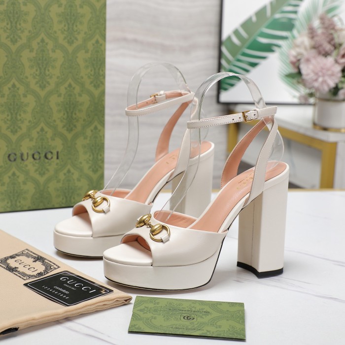 Gucci Womens Shoes Pumps Heels 10cm and 2cm Platform Luxury Brand Gucci Women's Horsebit platform sandal with Original Box whatsapp【+1-3239614486】