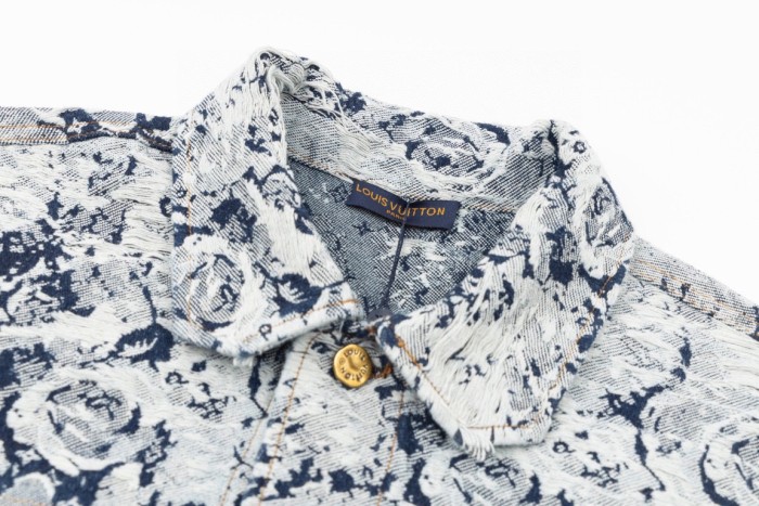 Louis Vuitton Women Mens Denim Shirts Luxury Brand Mens Monogram Denim Short-Sleeved Shirt Top Quality Whatsapp 【+1-3239614486】