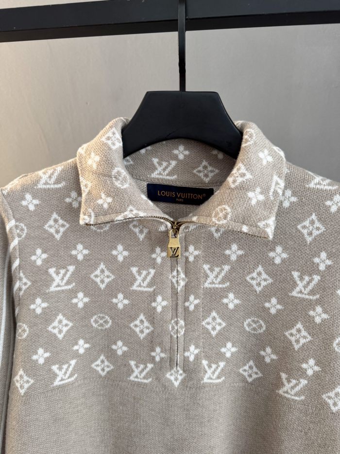 Louis Vuitton Mens Womens Sweaters Knitwear Ribbed Wool Half-Zip Pullover 1AJBWM Luxury Brand Whatsapp【+1-3239614486】