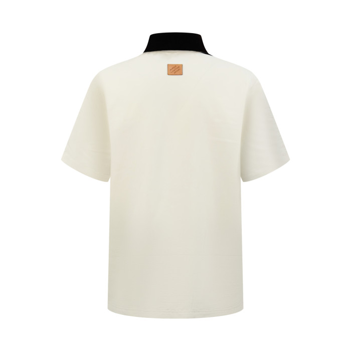 Louis Vuitton Women Mens Shirts Luxury Brand Mens Bicolor Warm Up Short-Sleeved Shirt Top Quality Whatsapp 【+1-3239614486】