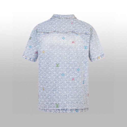 Louis Vuitton × Tyler Women Mens Denim Shirts Luxury Brand Mens Monogram Denim Short-Sleeved Shirt Top Quality Whatsapp 【+1-3239614486】