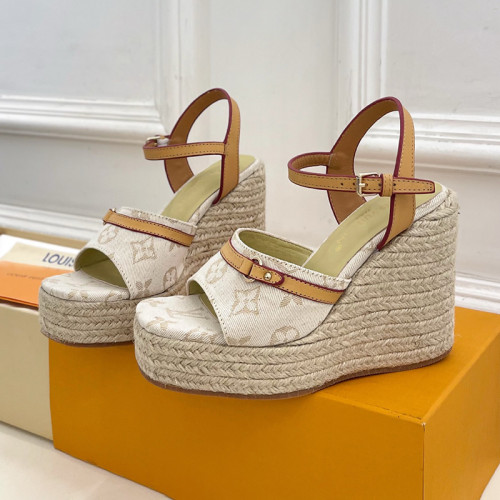 Louis Vuitton Womens Shoes Sandals High Heel 11cm and 3cm Platform Luxury Brand 1AJL43 Helios Wedge Sandal with Original Box whatsapp【+1-3239614486】