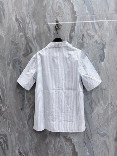 Gucci Luxury Brand Women Mens Short Sleeve Shirt Thin striped cotton poplin bowling shirt Top Quality Whatsapp 【+1-3239614486】