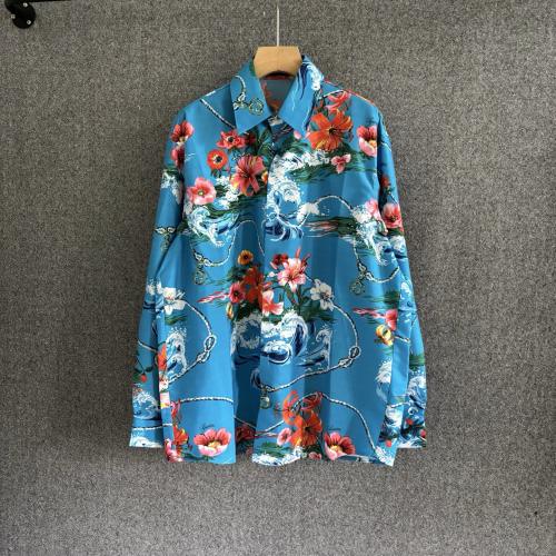 Gucci Luxury Brand Women Mens Long Sleeve Shirt Printed fluid fabric shirt Top Quality Whatsapp 【+1-3239614486】