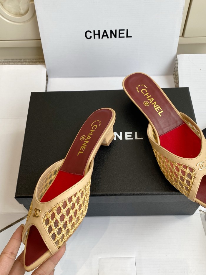 Chanel Womens Shoes Casual Slippers Sandals with 3.5cm Heel Luxury Brand Design with Original Box whatsapp 【+1-3239614486】