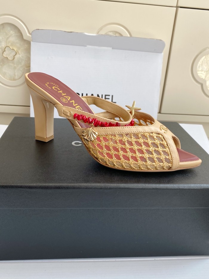Chanel Womens Shoes Casual Slippers Sandals with 8cm Heel Luxury Brand Design with Original Box whatsapp 【+1-3239614486】