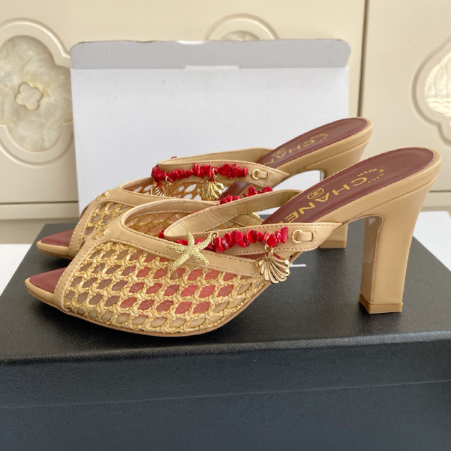Chanel Womens Shoes Casual Slippers Sandals with 8cm Heel Luxury Brand Design with Original Box whatsapp 【+1-3239614486】