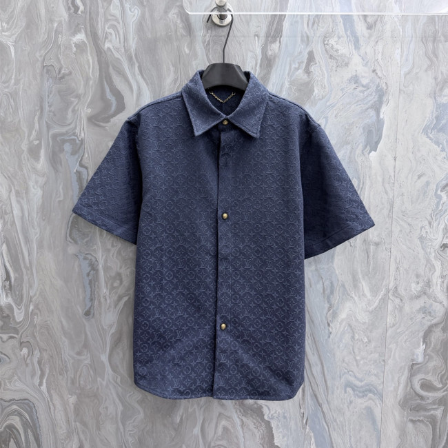 Louis Vuitton Luxury Brand Mens Short Sleeve Denim Shirt Top Quality Whatsapp 【+1-3239614486】