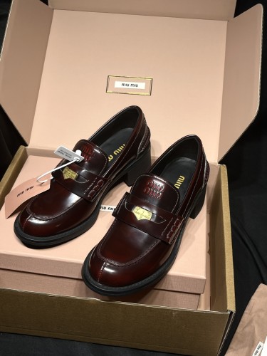 MiuMiu Womens Shoes Casual Loafers Luxury Brand Miu Balmoral Pop-Up Shoes with Original Box Whatsapp 【+1-3239614486】