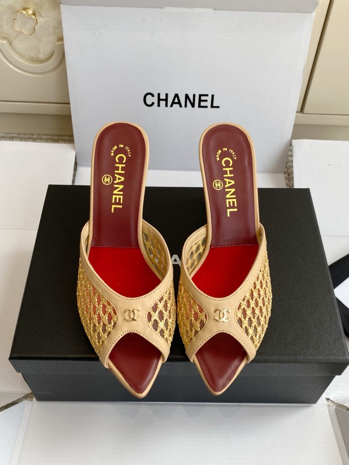 Chanel Womens Shoes Casual Slippers Sandals with 8cm Heel Luxury Brand Design with Original Box whatsapp 【+1-3239614486】